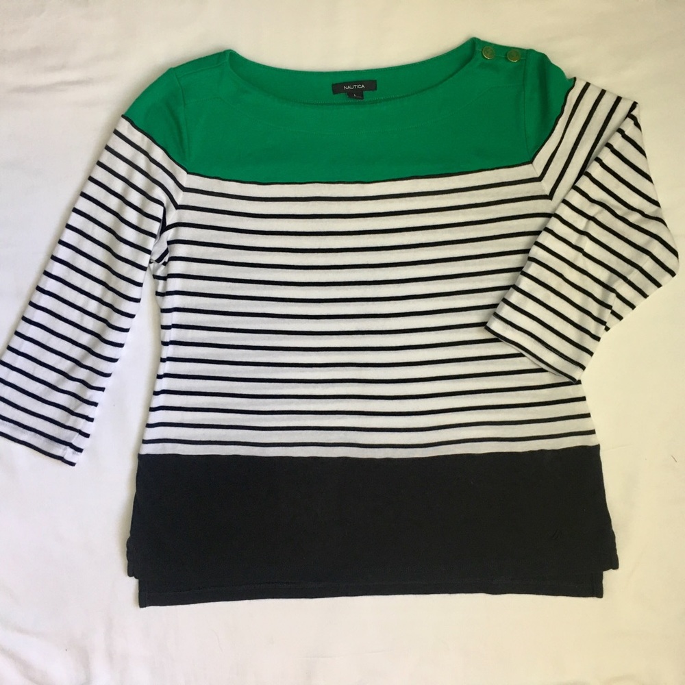 Nautica // Green & Blue Striped Shirt