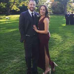 Wine Red Lulu's Open Back Maxi Dress