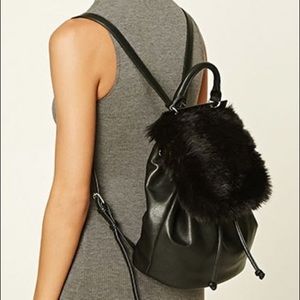 Faux fur leather backpack, Forever 21