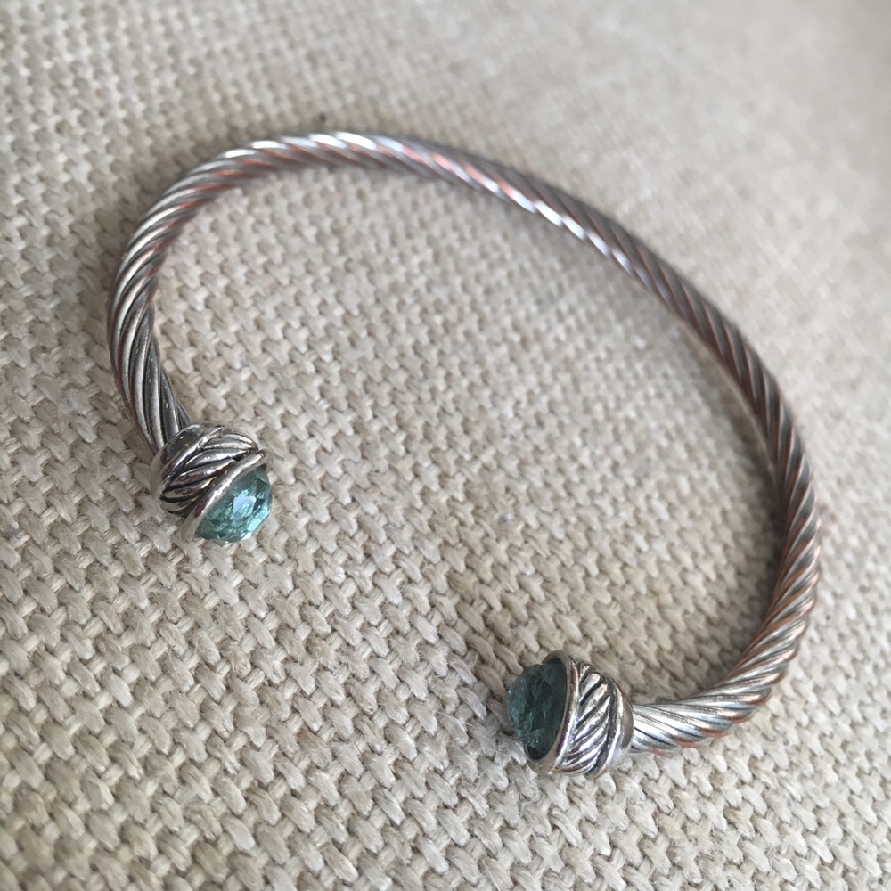 Blue Topaz Silver bangle