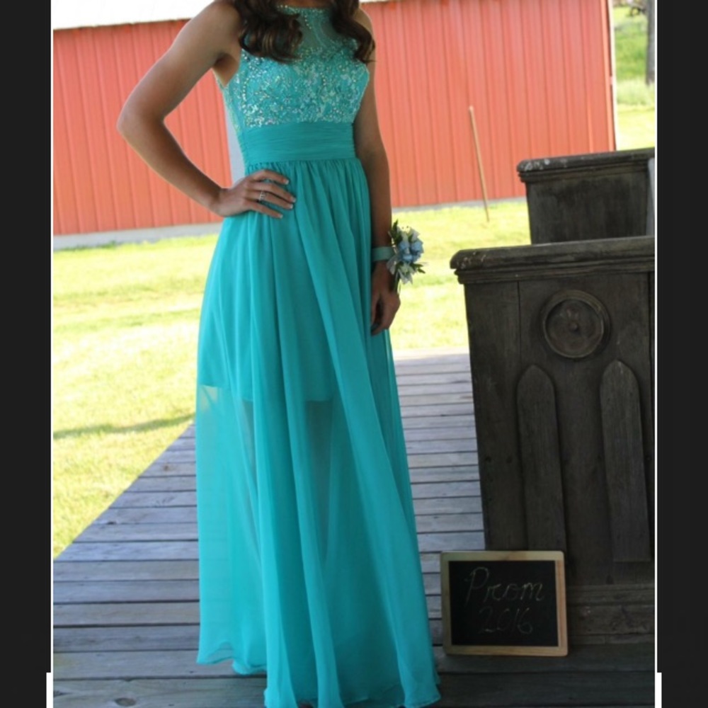Sherri Hill aqua prom dress size 0