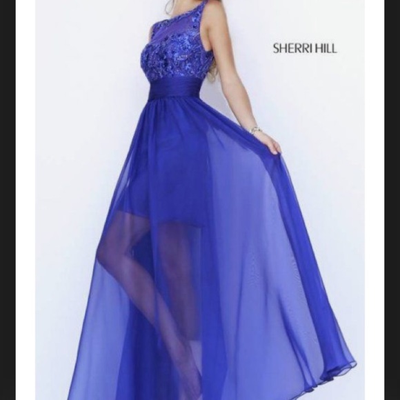 Sherri Hill aqua prom dress size 0 - Picture 4 of 4