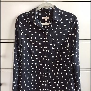 Polka dot button-up shirt, size small