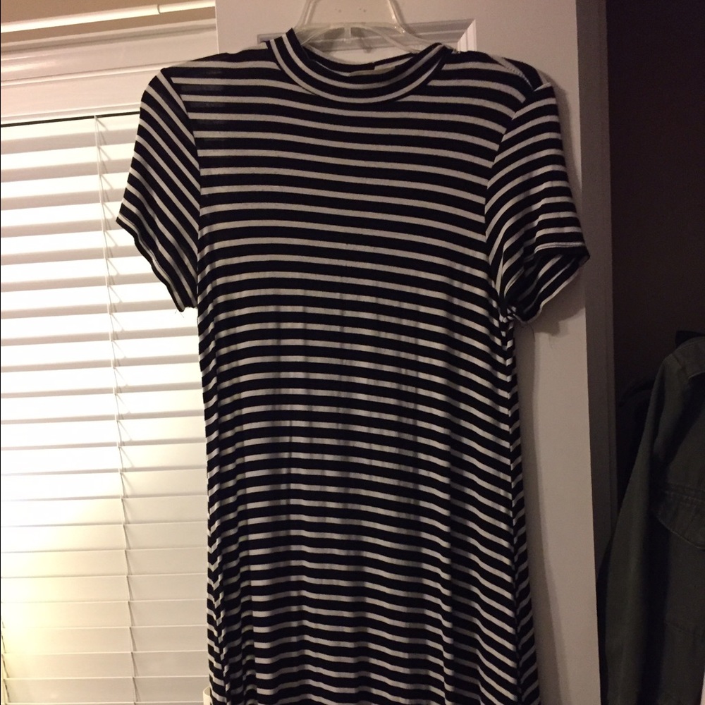 White and black stripped t-shirt dress