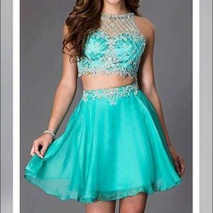 Two-Piece, blue, size medium.