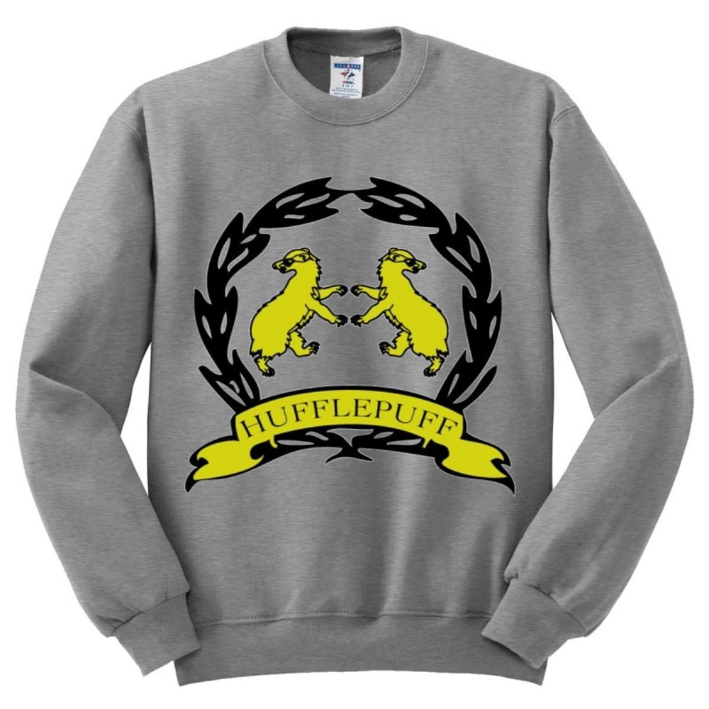 Harry Potter Hufflepuff Unisex Grey Sweatshirt