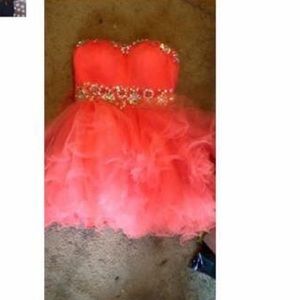 Corset, poofy short coral dress. Size medium.