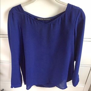 Cobalt blue 3/4 sleeve top, Zara size S