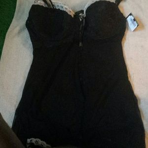 Black chemise with cream lace trim