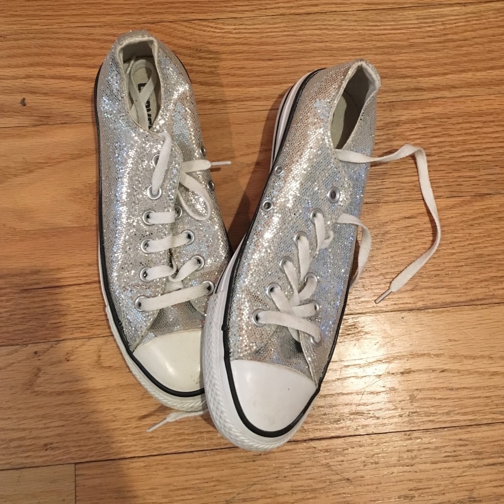 Silver sparkly converse