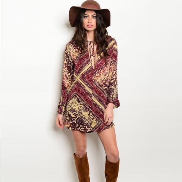 Sugar Boutique NYC Dresses & Skirts - Border Dress in Burgundy