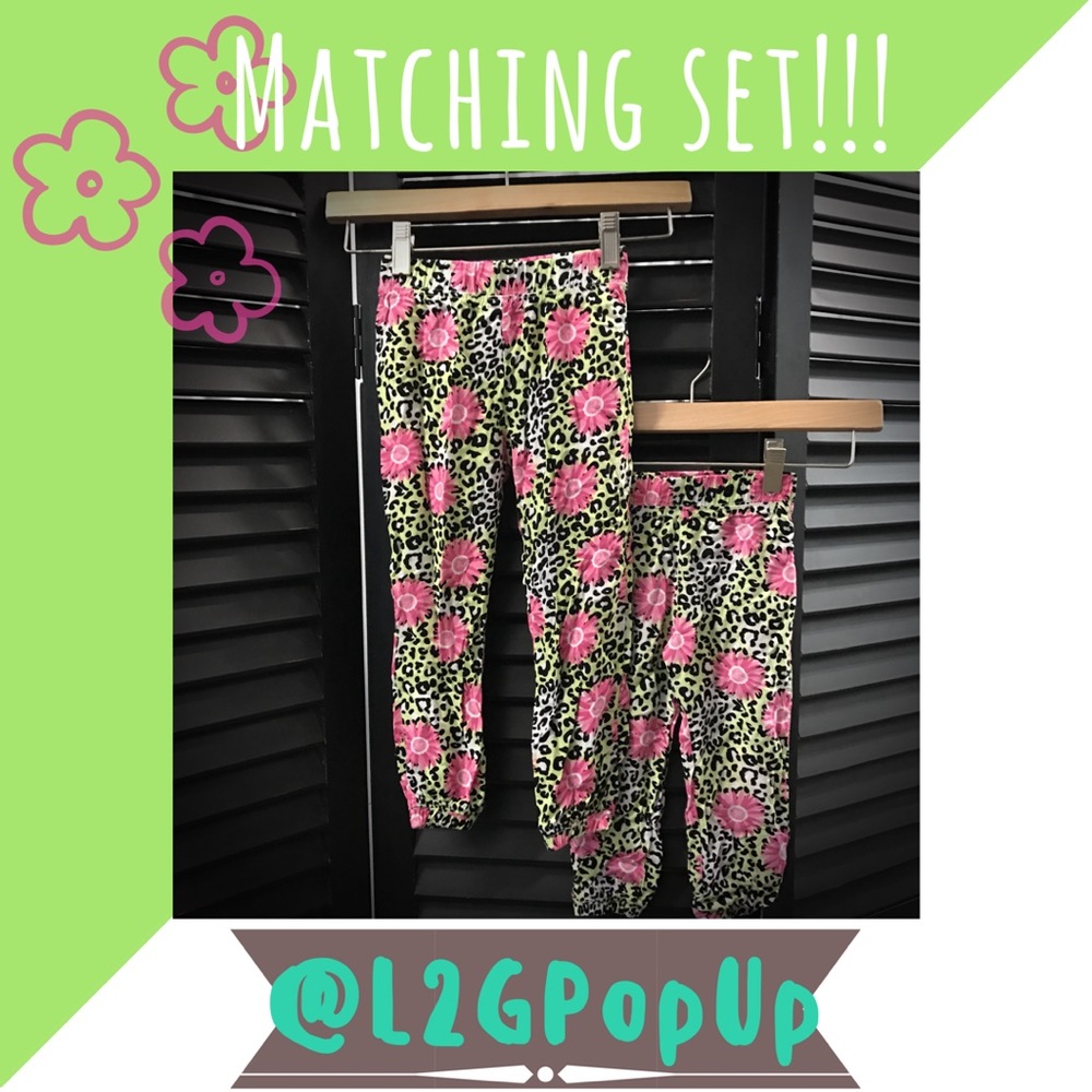 Kids Headquarters Floral and Leopard Jogger Pants