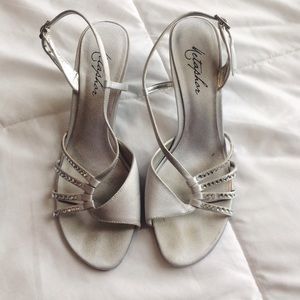 silver high heels