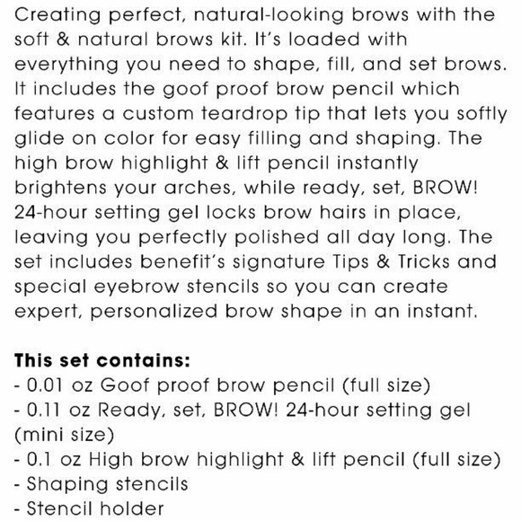 Benefits Soft & Natural Brows Kit (#6) NIB - Picture 3 of 8