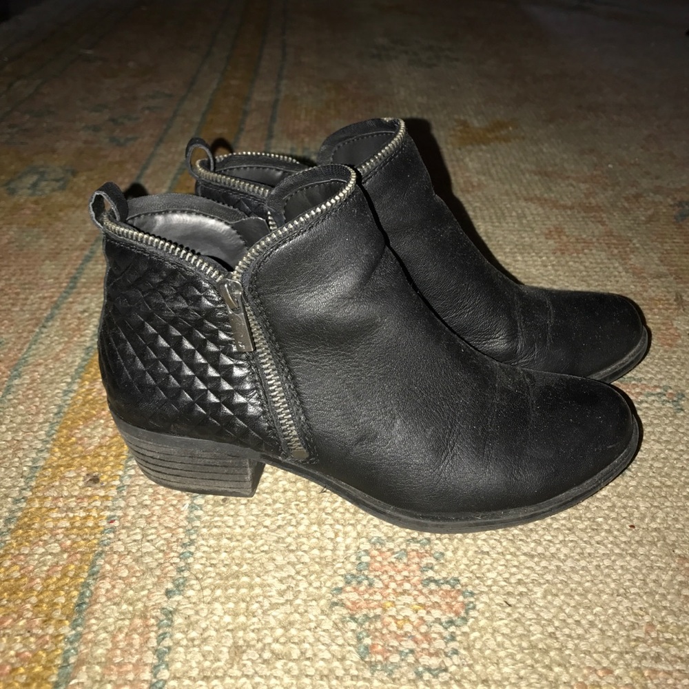 Black Moto Ankle Boots Lucky Brand Size 7 Zipper