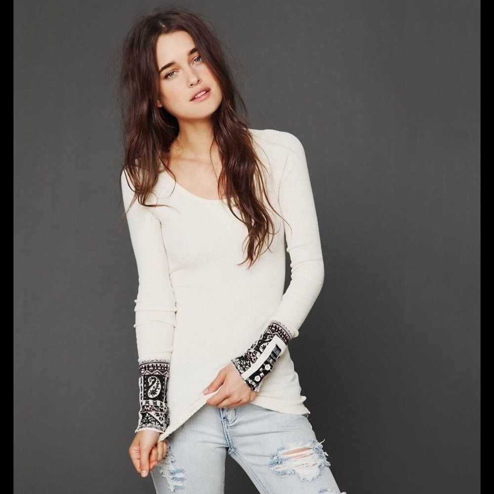 Rare Free People Ivory Hyperactive Hippie Thermal