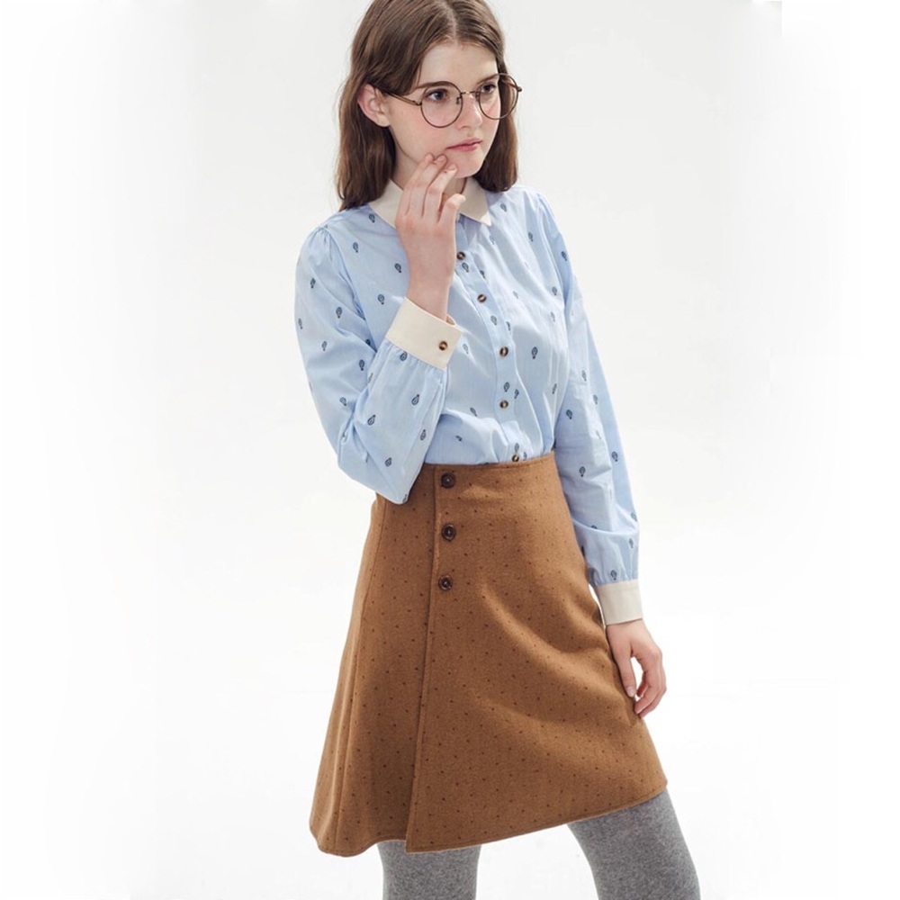 Miss Patina Polka Dot Wool Skirt