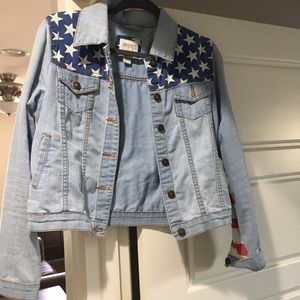 American flag jean jacket, small