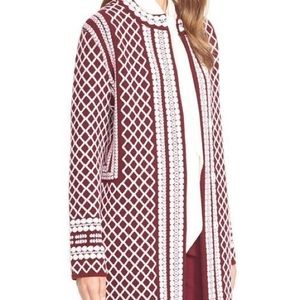 Tory Burch Merino wool knit jacquard sweater coat