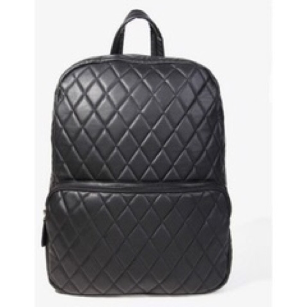 Quilted faux leather backpack