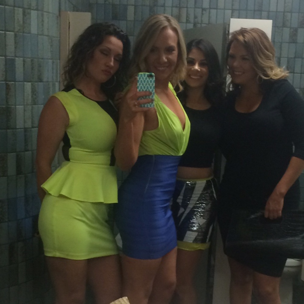 Lime green/electric blue bandage party dress!