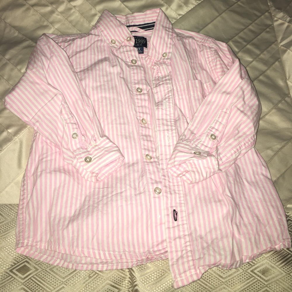 Children's Place pink & white stripped buttondown