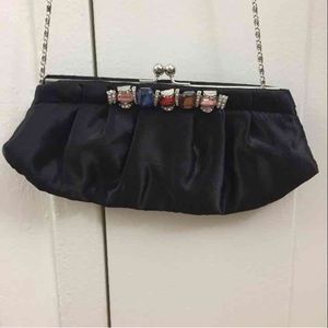 Jeweled studded black clutch