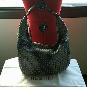 Large gray hobo bag by Bestini