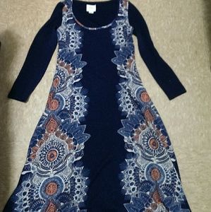 Anthropologie Maeve blue pattern wool dress Xs