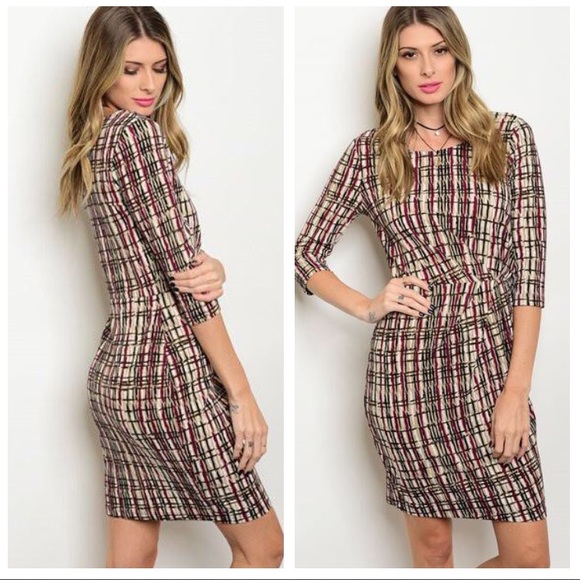 Taupe Office Girl Dress - Magenta - Picture 1 of 1