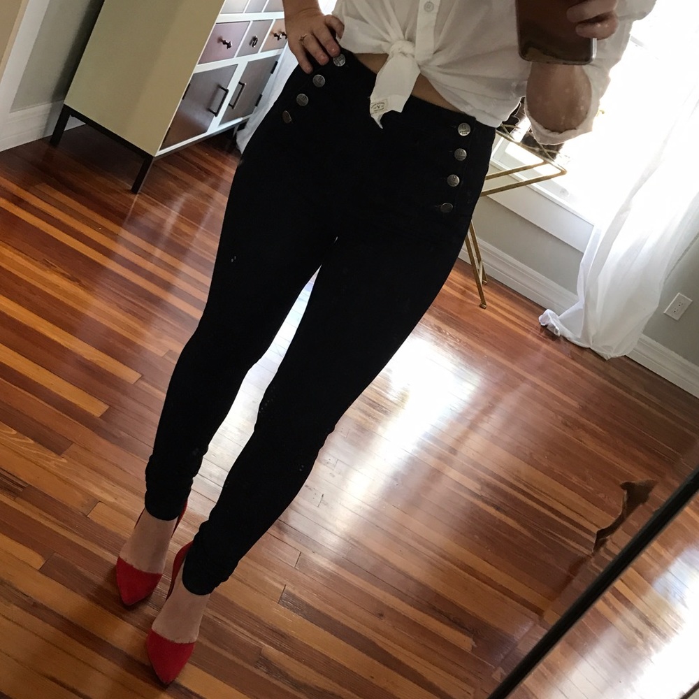 High waisted sailor denim