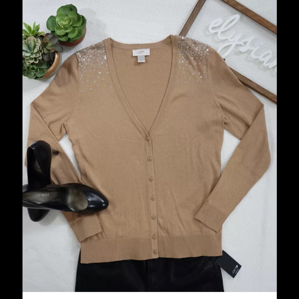 Ann Taylor loft sequin cardigan