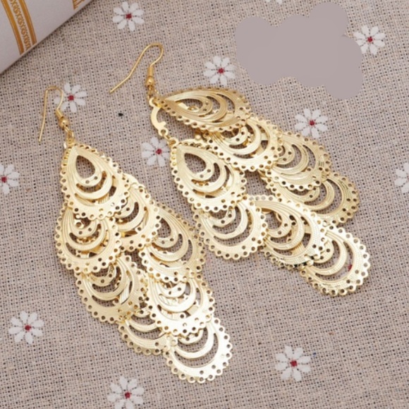 Jewelry - Gold Plated Long Drop Dangle Earrings