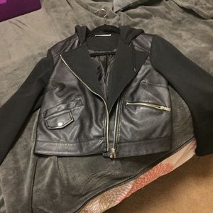 Biker jacket with hood