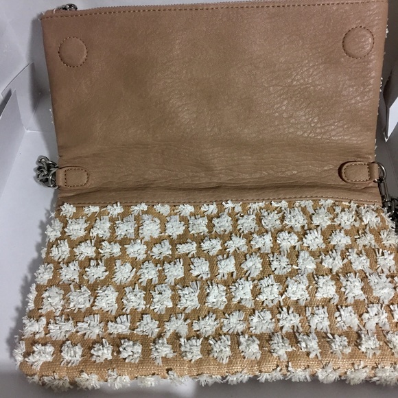 Express Faux Raffia Fold Over Clutch opt. Strap - Picture 3 of 8