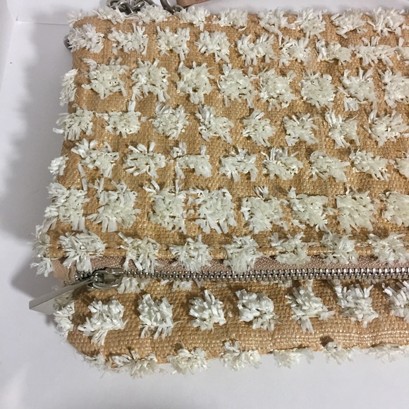 Express Handbags - Express Faux Raffia Fold Over Clutch opt. Strap