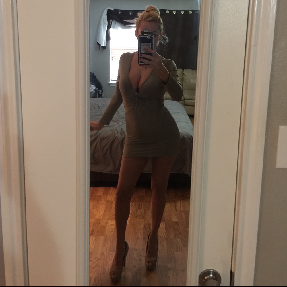 Sexy olive green dress.