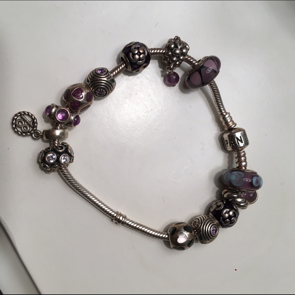 Authentic Pandora purple charm bracelet