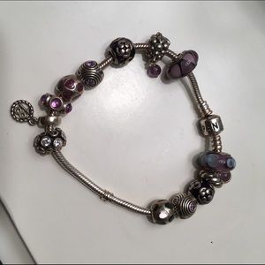 Authentic Pandora purple charm bracelet