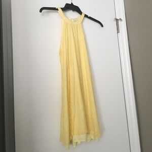 Mock Neck Yellow Dress