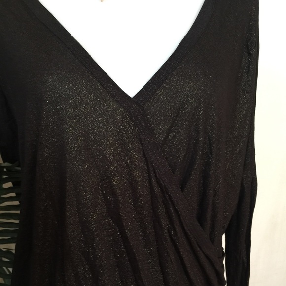 Womens Black Metallic Blouse Shirt Juniors L - Picture 4 of 4