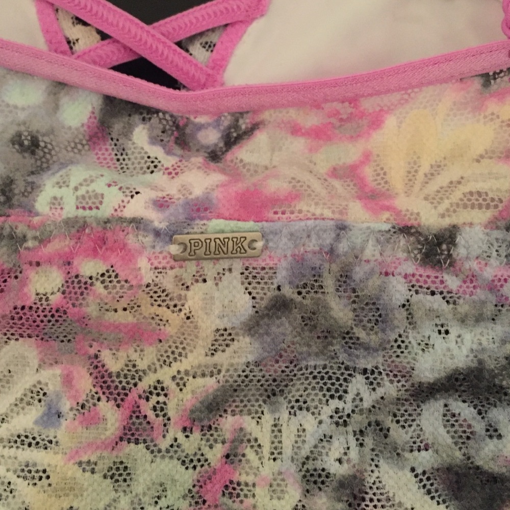 NEW! PINK wildflower plunge lace unlined bralette - Picture 4 of 4