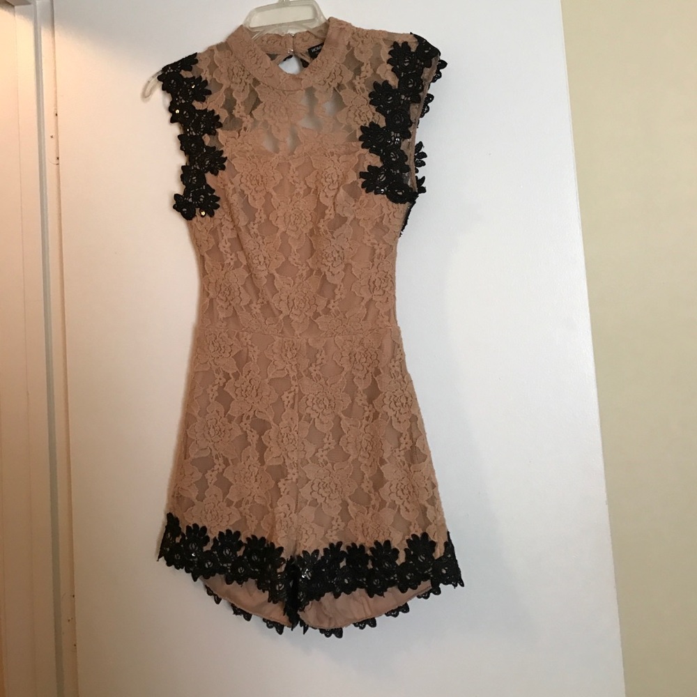 Nude & Black Lace Romper