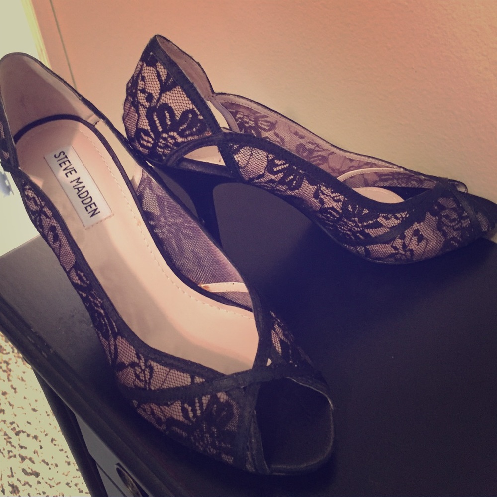 Black lace heels