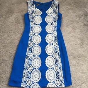Blue & White Lace Detail Dress NWOT