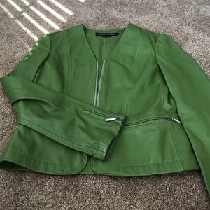 Green 100% leather jacket