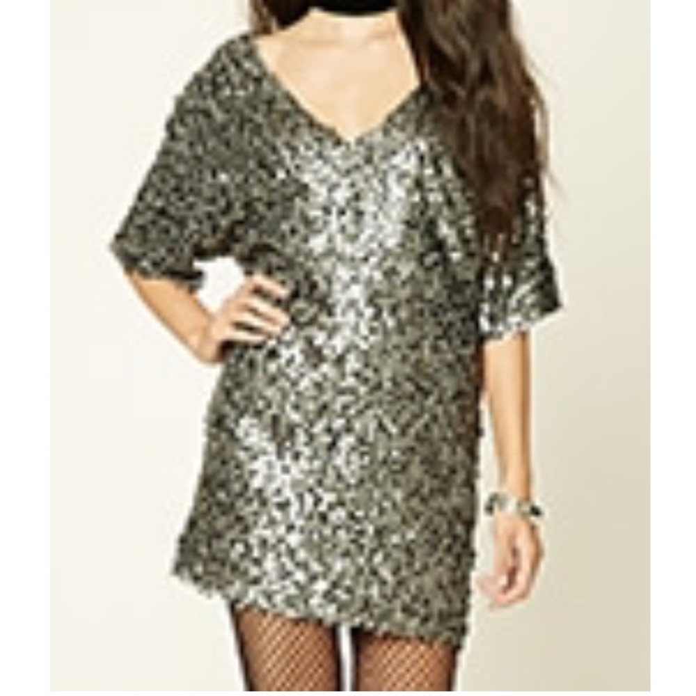 Forever 21 gorgeous gunmetal sequin dress