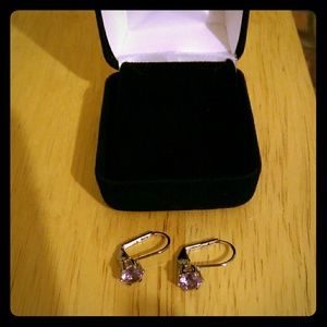 Sterling silver purple hoop earrings