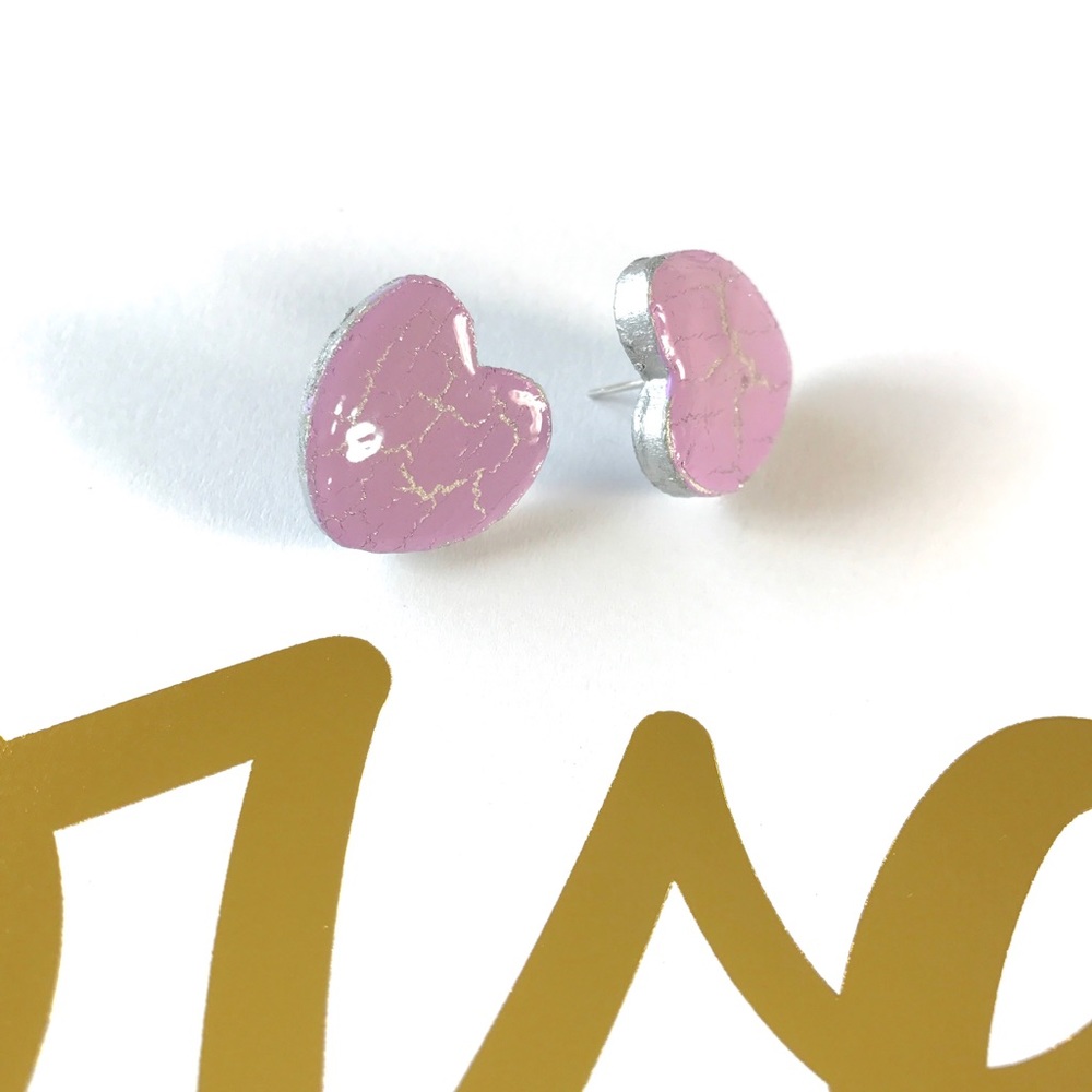 Earrings Candy Hearts Hand Painted - Picture 1 of 5