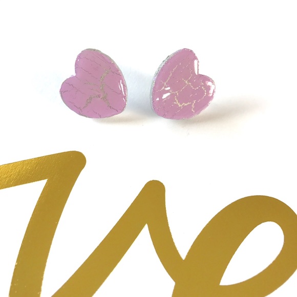 Earrings Candy Hearts Hand Painted - Picture 4 of 5